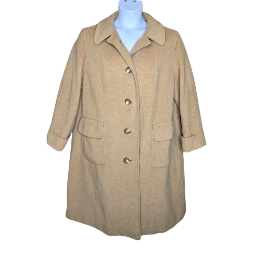 VINTAGE 70s camel hair volup plus‎ size peacoat 2X